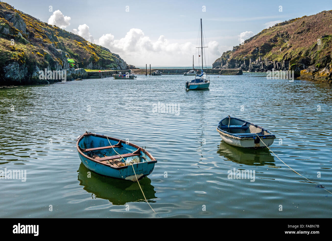 The little creek or harbour of Porthclais in the Pembrokeshire Coast National Park, West Wales, UK, near St Davids Stock Photo