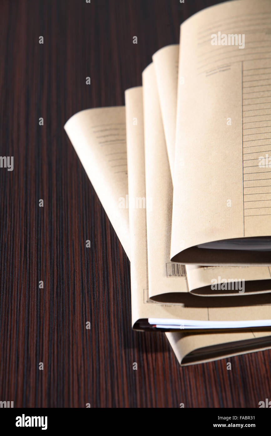 stacks of brown paper files Stock Photo Alamy