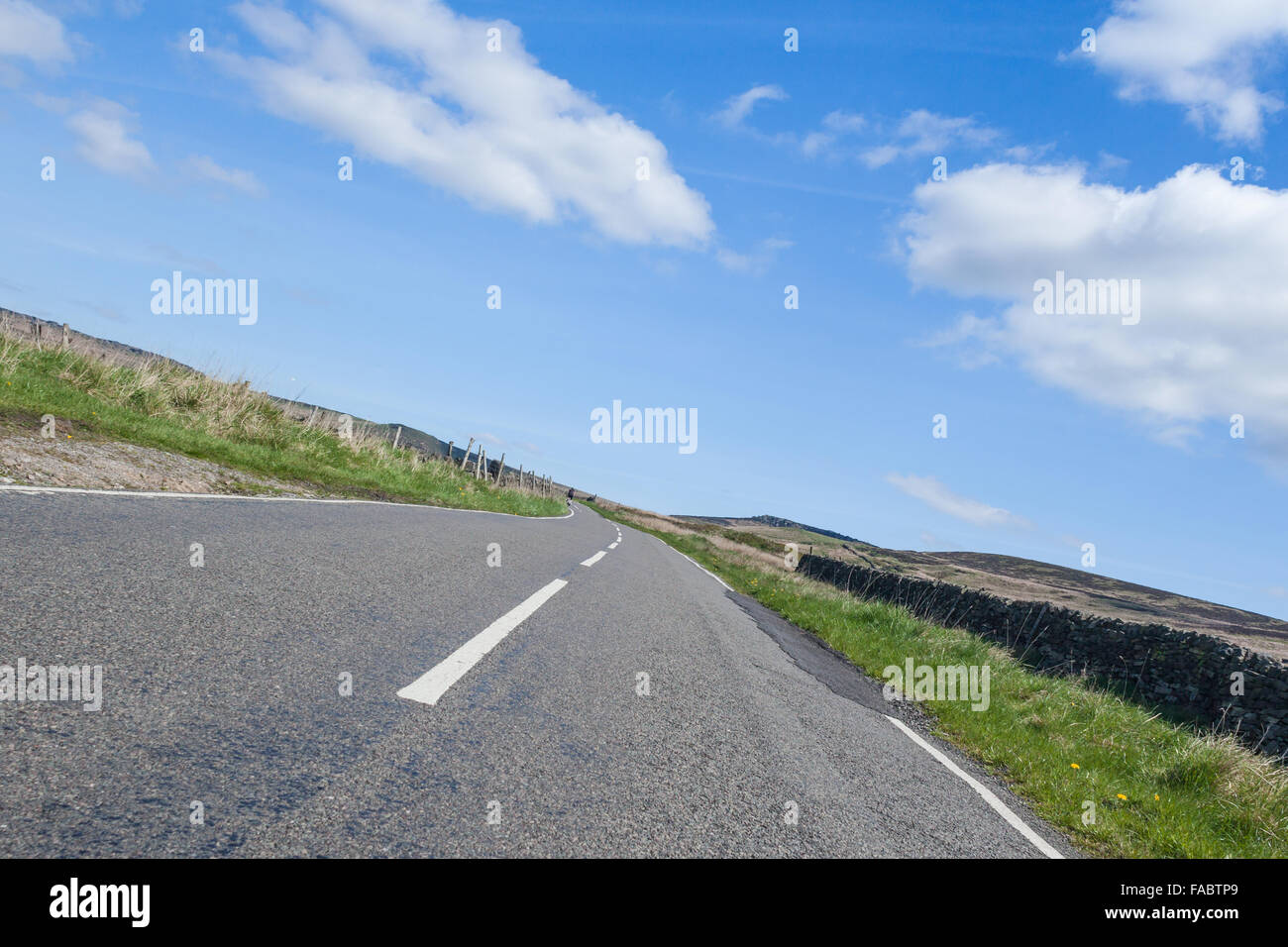 Tilted Angle of an Empty Asphalt Countryside Road Stock Photo