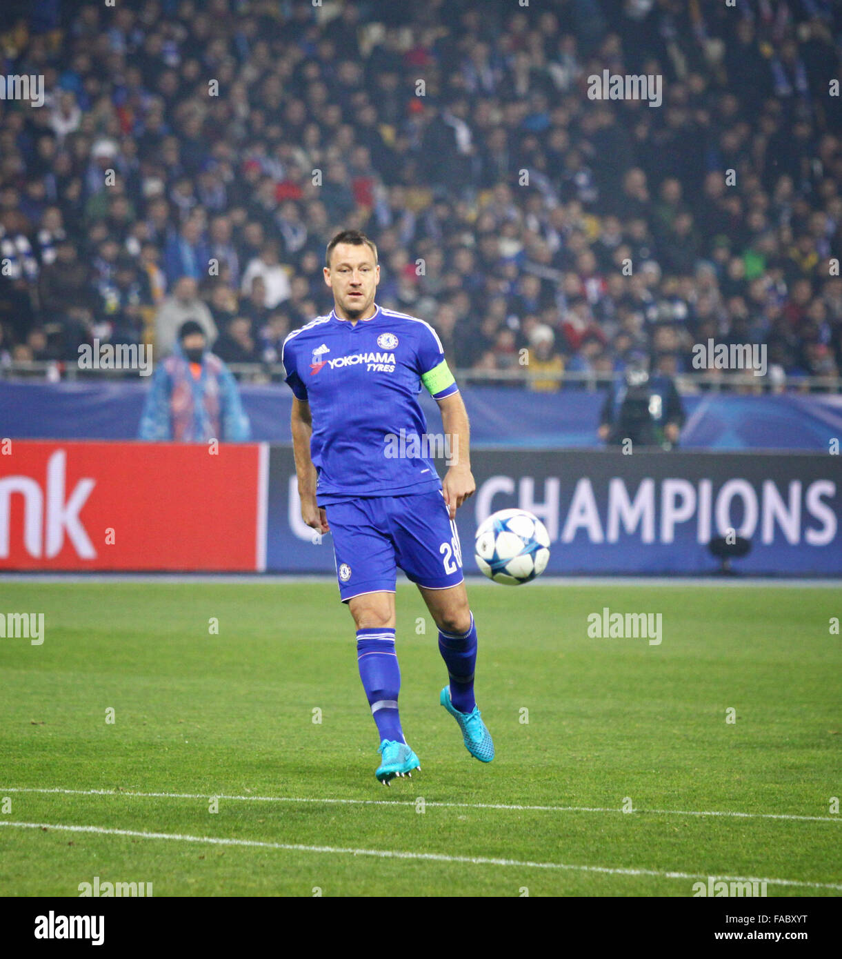 KYIV, UKRAINE - OCTOBER 20, 2015: Captain John Terry of Chelsea in action during UEFA Champions League game against FC Dynamo Ky Stock Photo