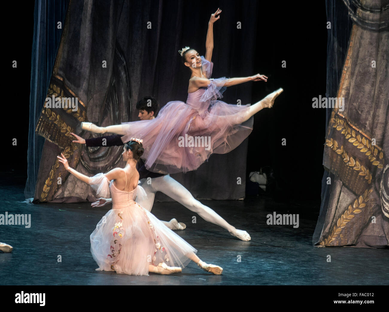 Bolshoi Ballet dancers perform “The Nutcracker” of Tchaikovsky,  choreographed by Vasili Vainonen at the Badminton Theater Stock Photo