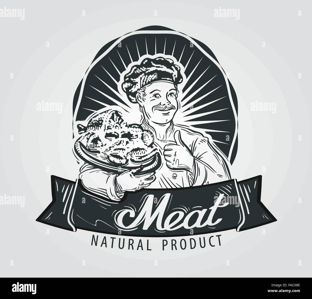 Meat products vector logo design template. Cooking, food or sausage