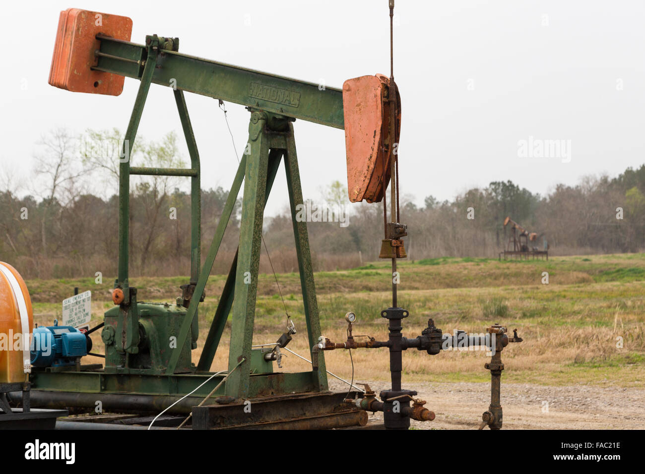 An oil pumpjack pulling crude out of the first oil fields in Evangeline