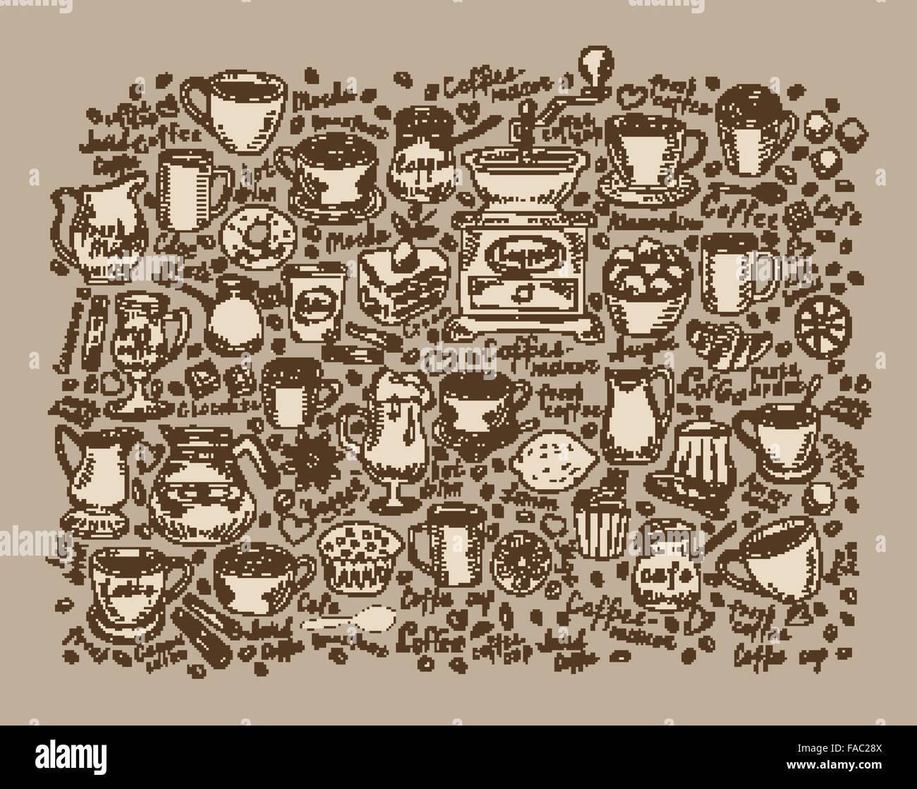 Hand drawn doodle set coffee. Vector illustration Stock Vector Image ...