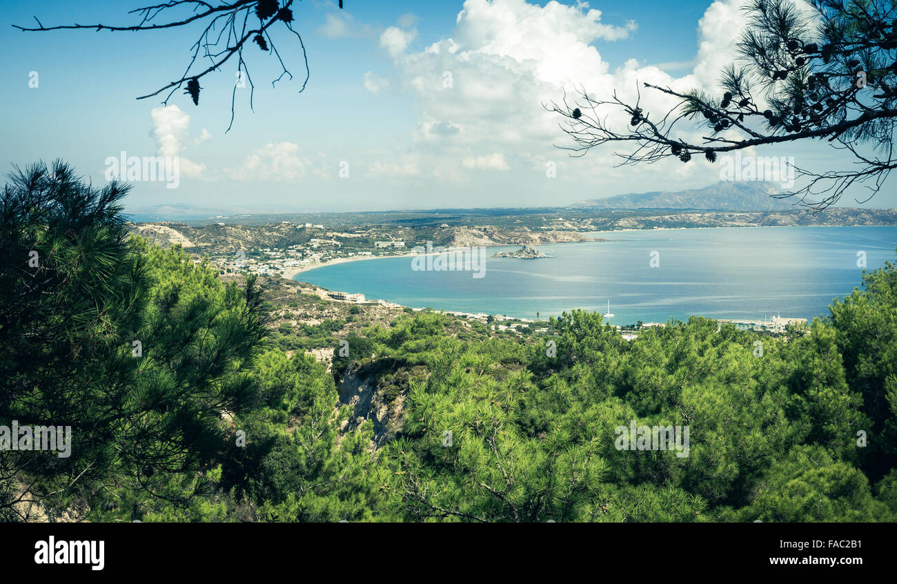 Aerial view on Kefalos village and coastline on Kos island, Greece Stock Photo