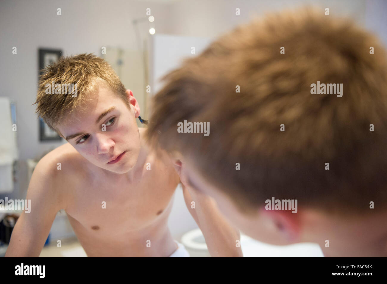 A shaves for the first time Stock Photo Alamy