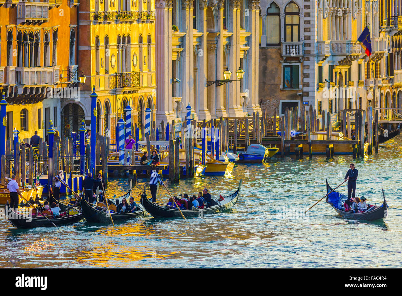 Grand Canal and Gondolas at sunset, Venice Stock Photo - Alamy