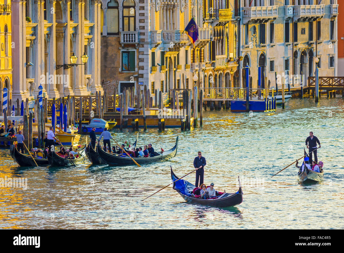 Grand Canal and Gondolas at sunset, Venice Stock Photo - Alamy