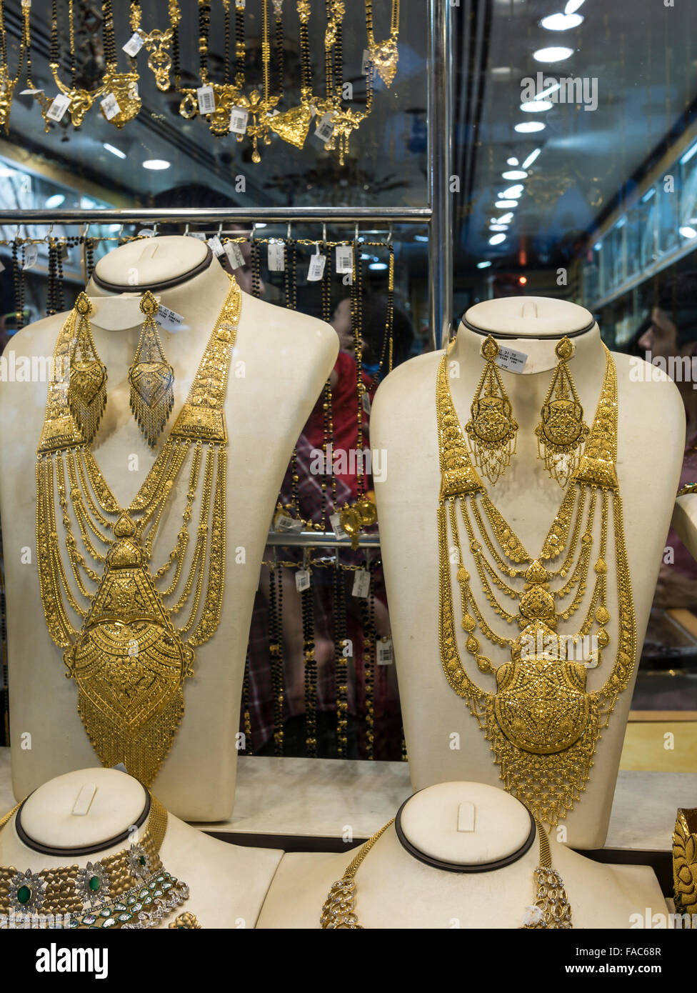 Window display of gold necklace and ornaments in Dubai gold souk, United  Arab Emirates (UAE Stock Photo - Alamy