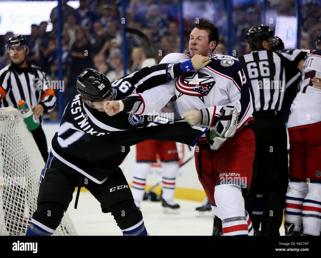 Tampa Bay Lightning center Vladislav Namestnikov (90) before an NHL hockey  game against the New Jersey Devils Saturday, Feb. 17, 2018, in Tampa, Fla.  (AP Photo/Chris O'Meara Stock Photo - Alamy