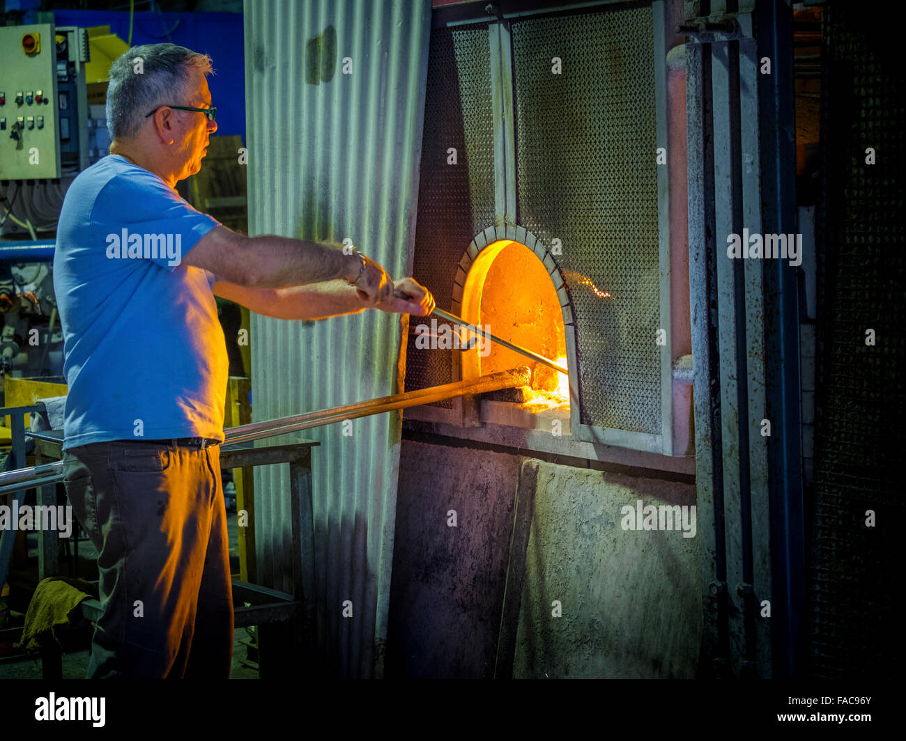 Glass blowing demonstration on the Island of Murano off Venice, Italy
