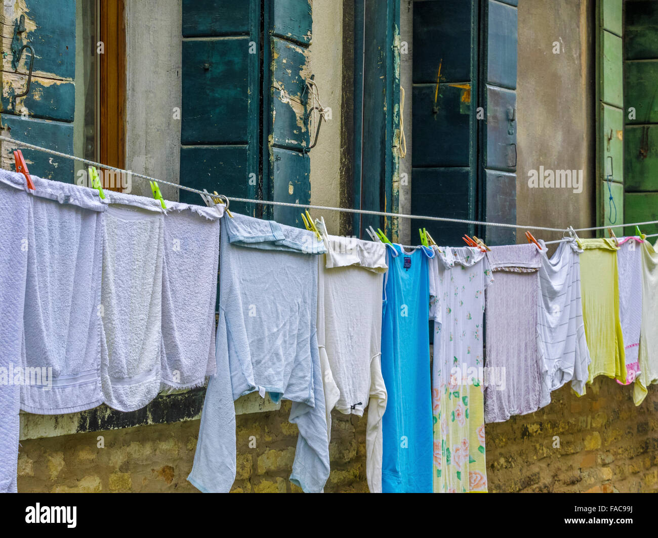 Laundry line in Venice, Italy Stock Photo Alamy