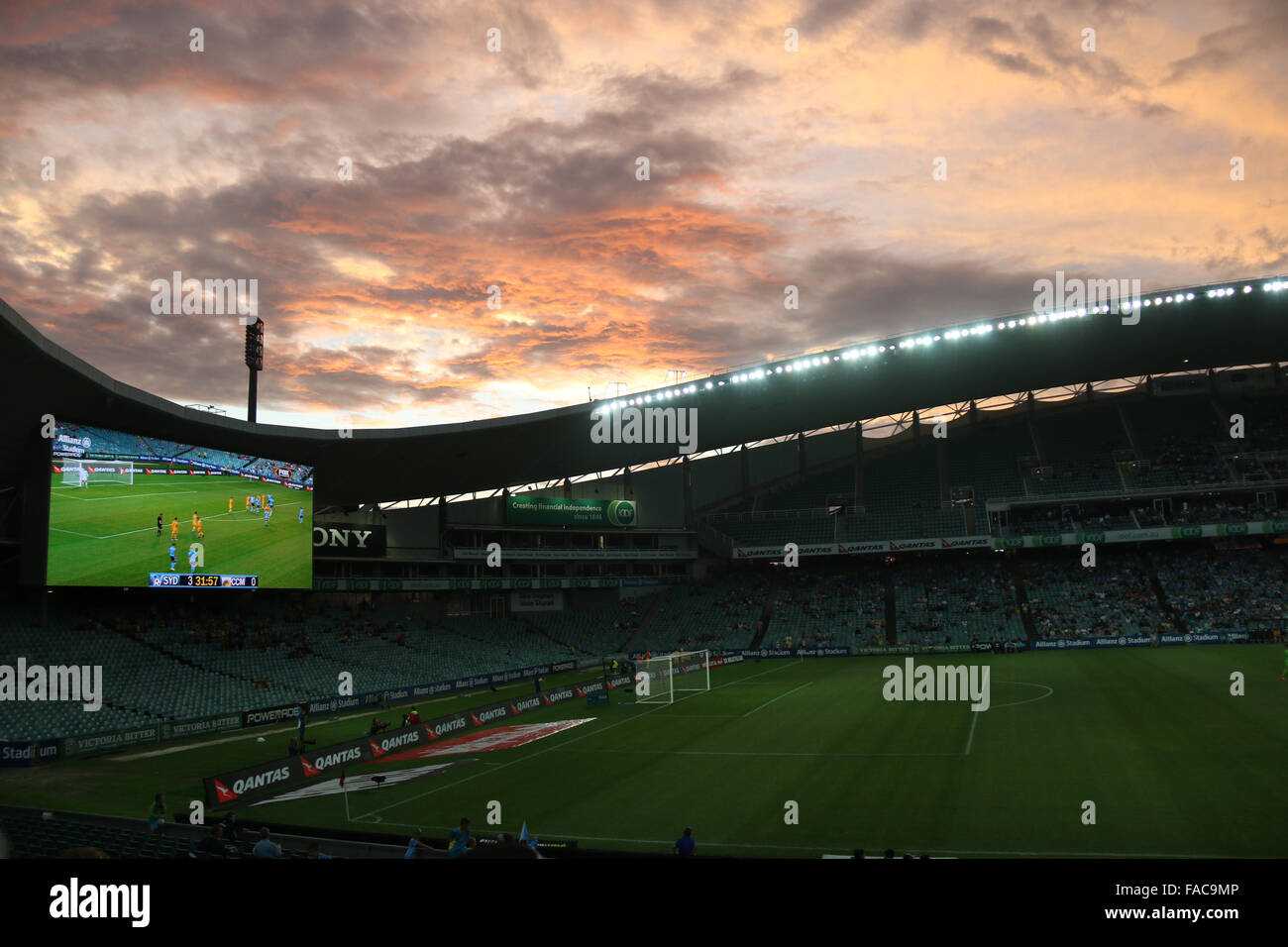 Sydney FC defeated Central Coast Mariners by four goals to one in the round 12 A-League match at Allianz Stadium, Moore Park. Stock Photo