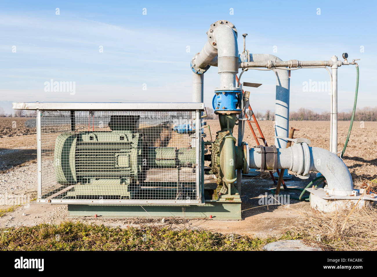 System for pumping irrigation water for agriculture Stock Photo