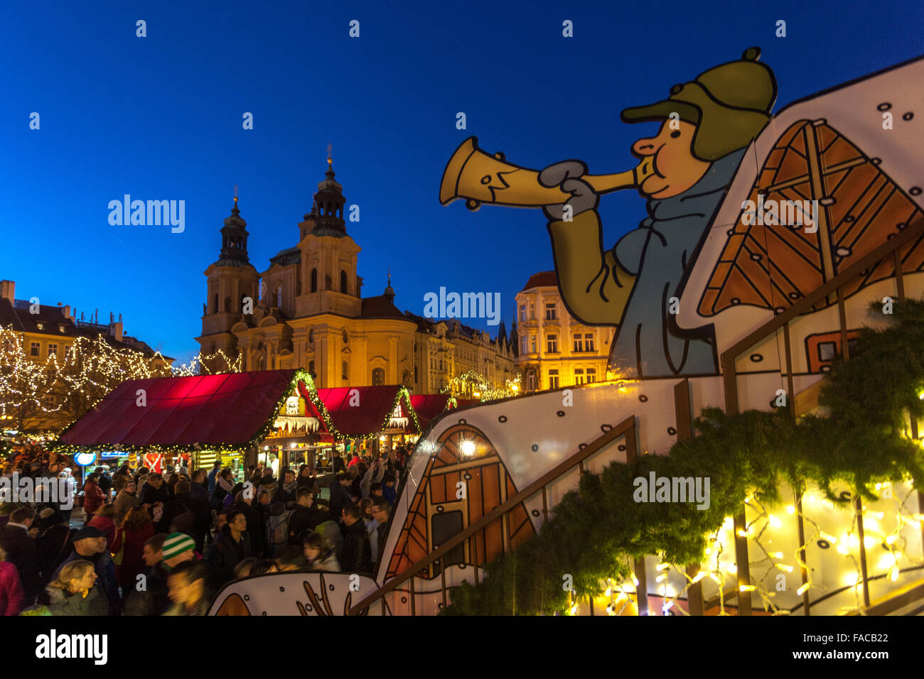 Prague Christmas markets, Old Town Square,  Europe Christmas market Czech Republic  Europe Capital city Stock Photo