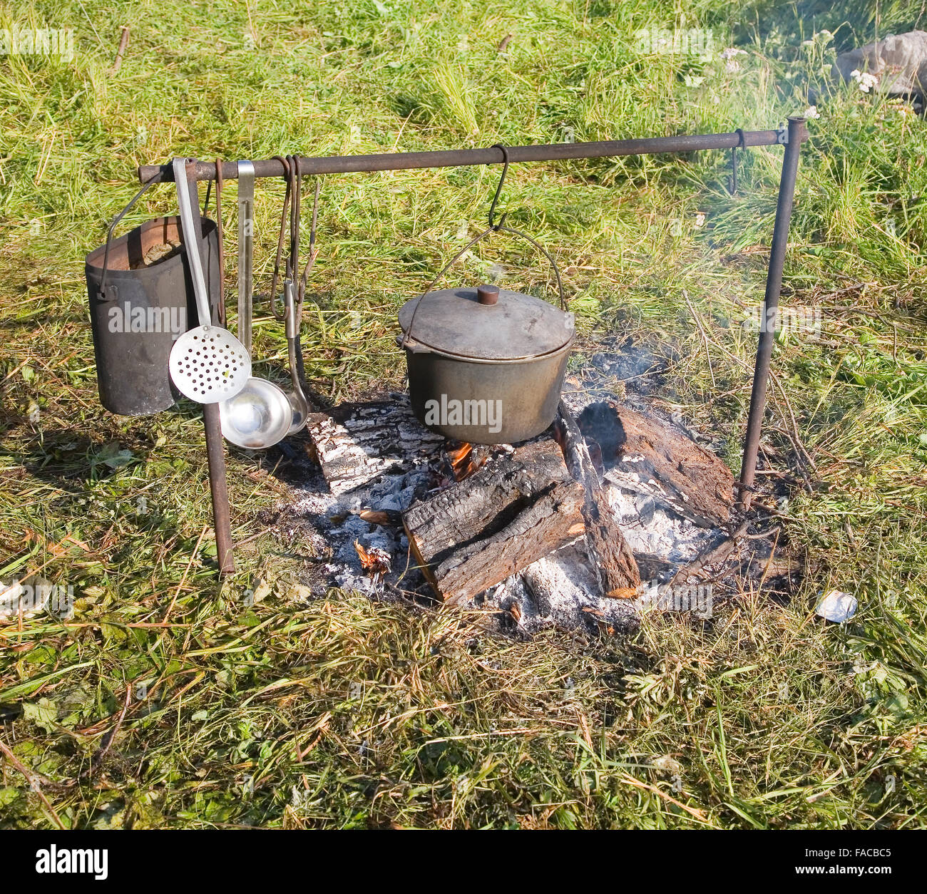 Cooking on an open fire Stock Photo Alamy