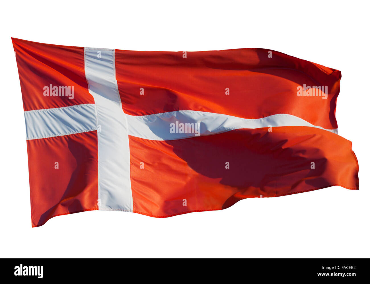 Dannebrog in flight. Isolated over white background Stock Photo Alamy