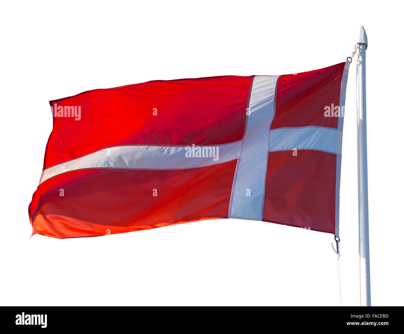 Dannebrog in flight. Isolated over white Stock Photo Alamy