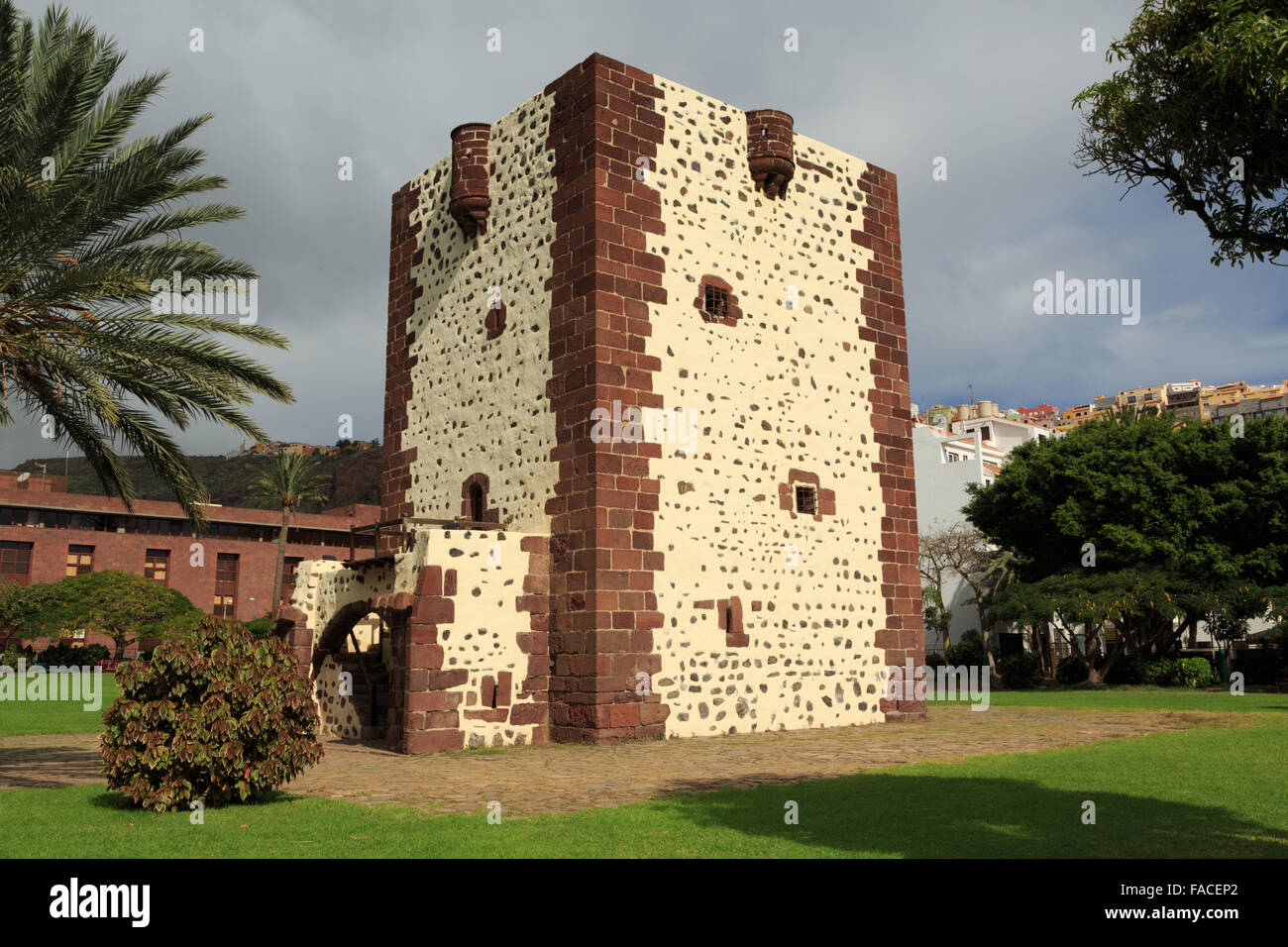 A photograph of Torre del Conde in San Sebastian, La Gomera, Canary Islands, Spain. Stock Photo