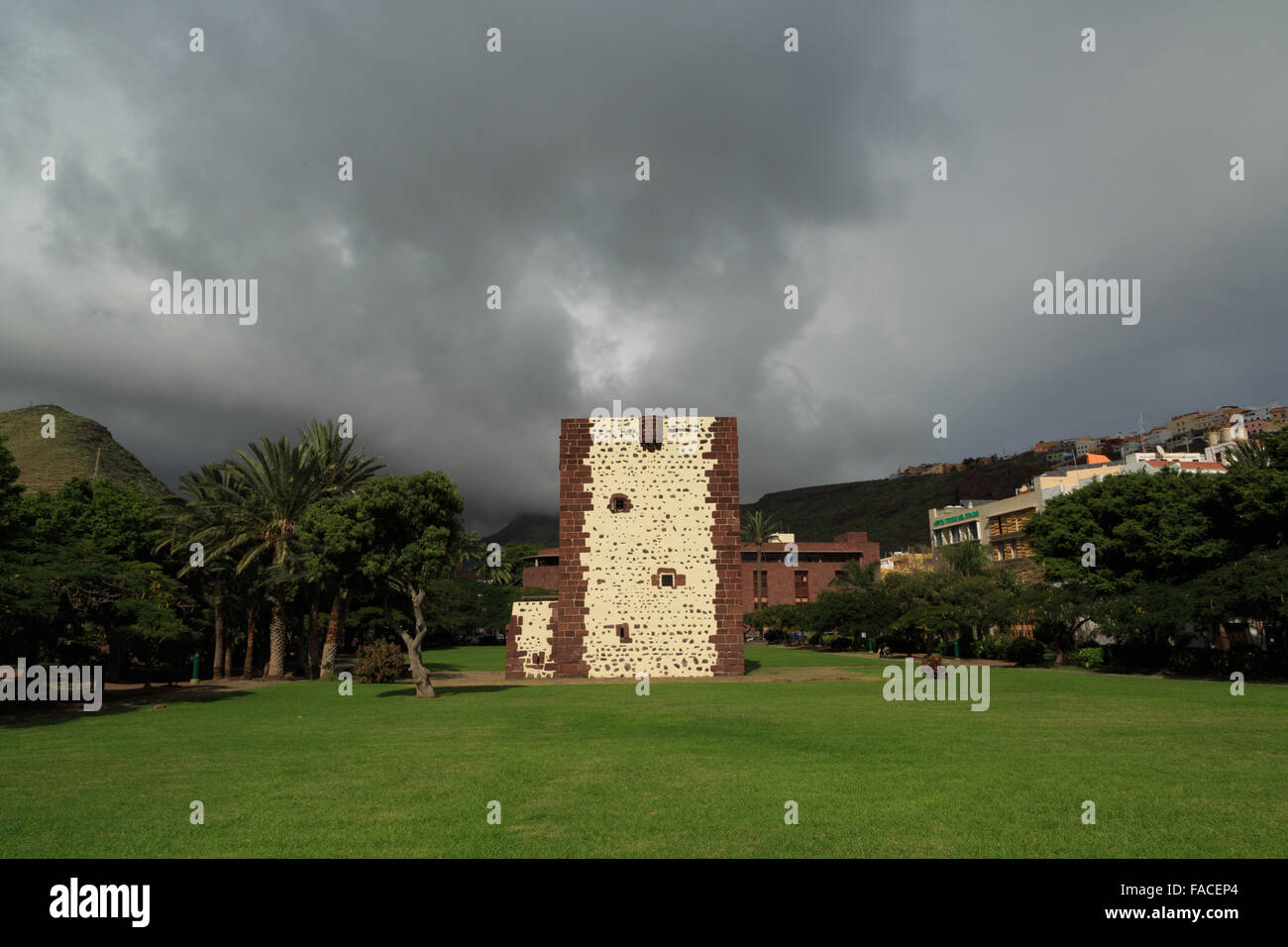 A photograph of Torre del Conde in San Sebastian, La Gomera, Canary Islands, Spain. Stock Photo
