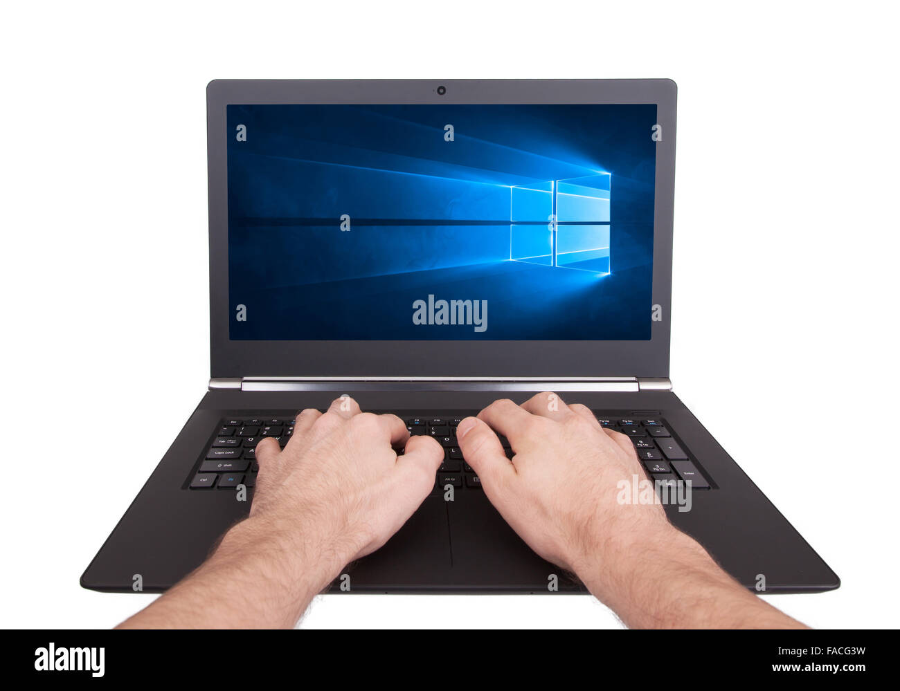 HEERENVEEN, NETHERLANDS, June 6, 2015: Laptop computer with Windows 10 ...