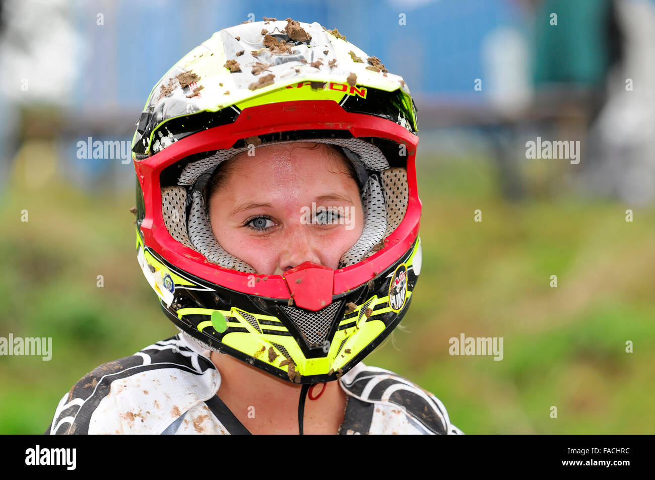 Portrait, Sina Willmann, European Championship, ,Quad 2015, Rudersberger Motocross, Rudersberg, Baden Württemberg, Germany Stock Photo