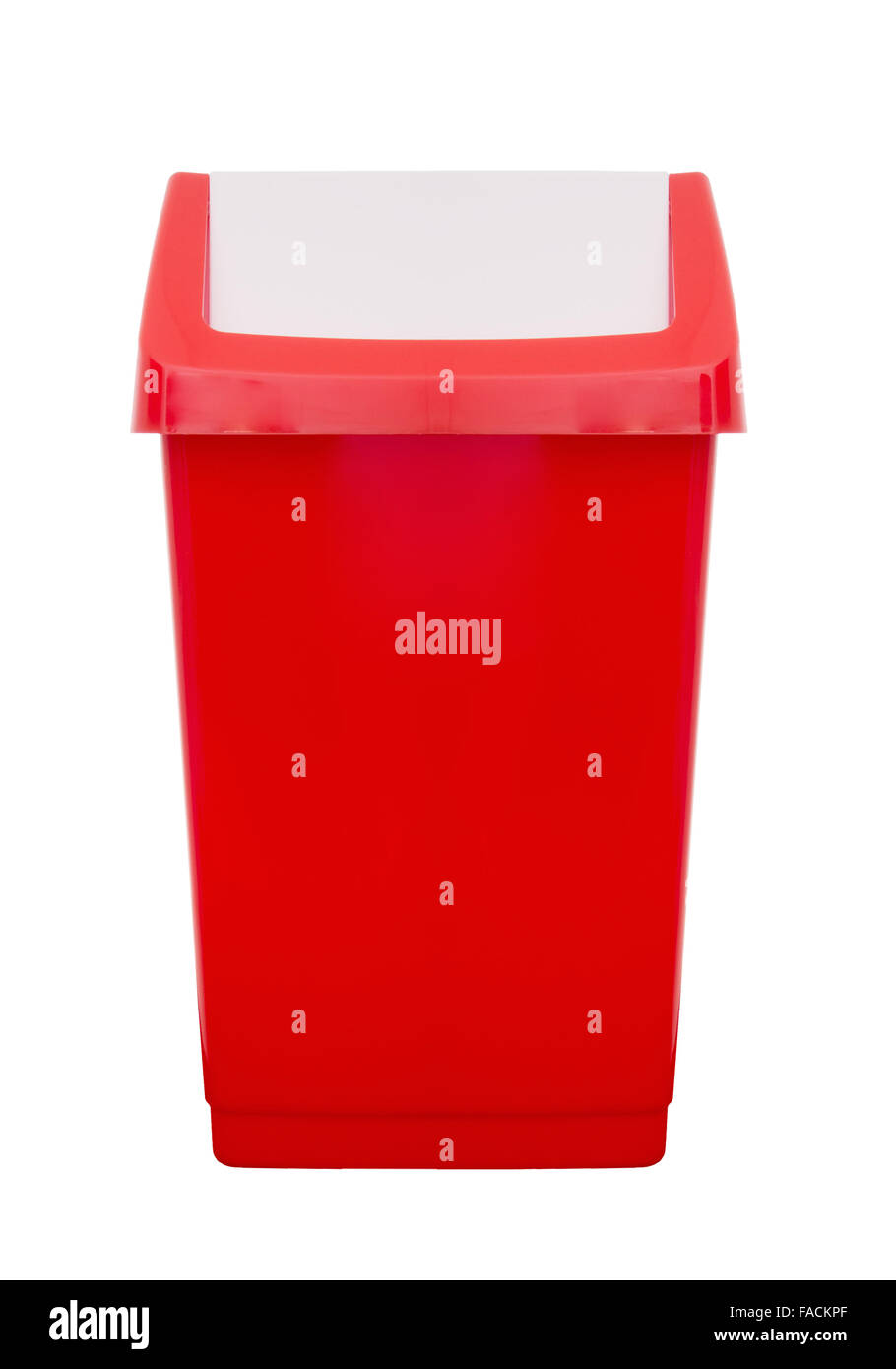 Red kitchen rubbish bin. Isolated on white. Stock Photo