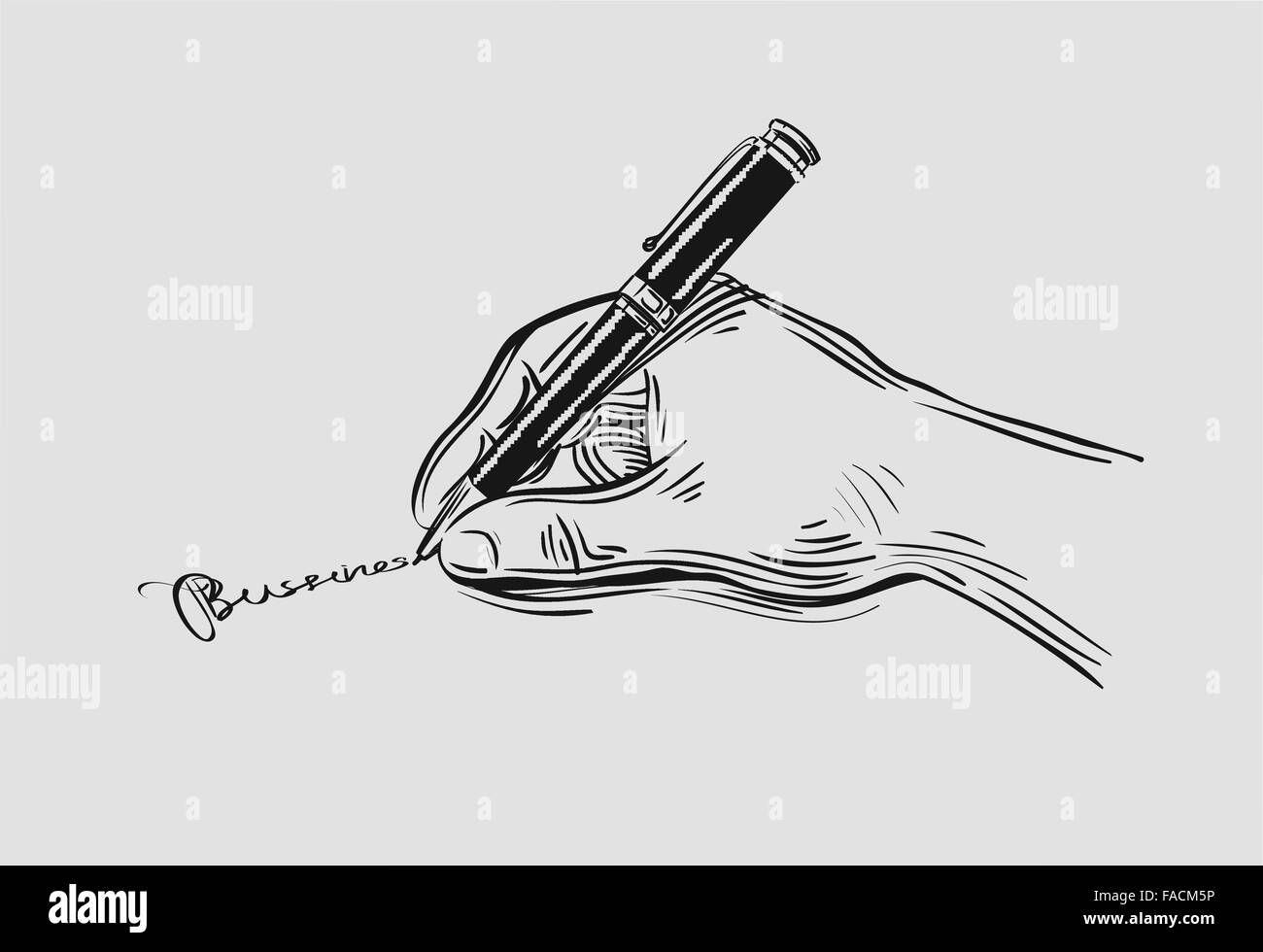 Business. Hand drawn sketch signing contract vector illustration Stock Vector