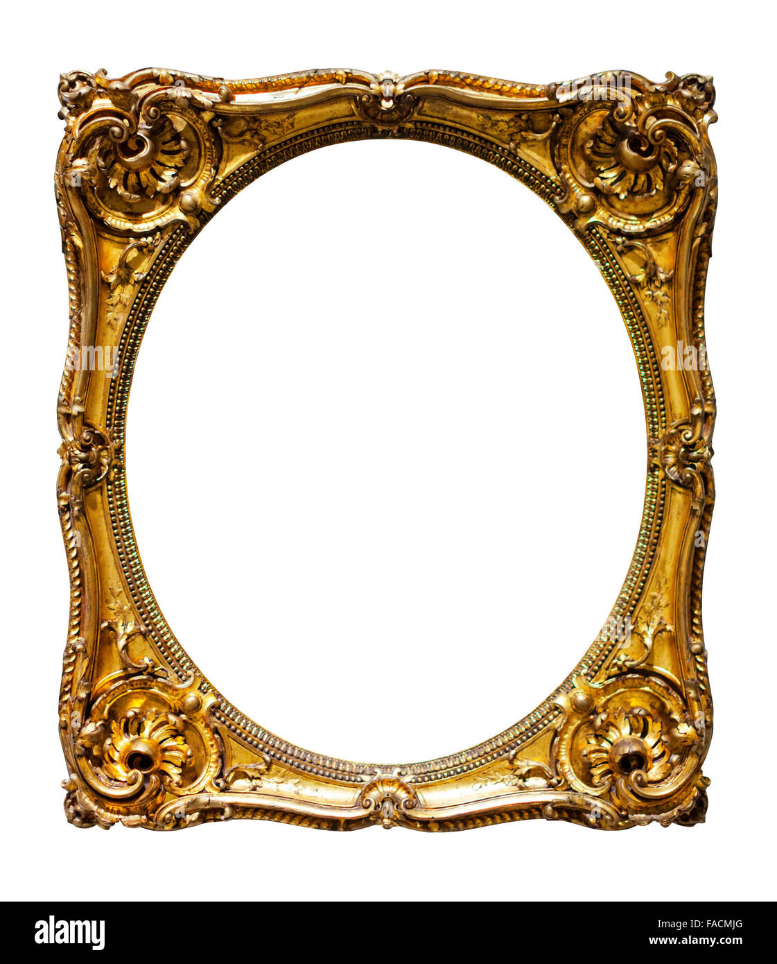oval gold picture frame. Isolated over white background Stock Photo Alamy