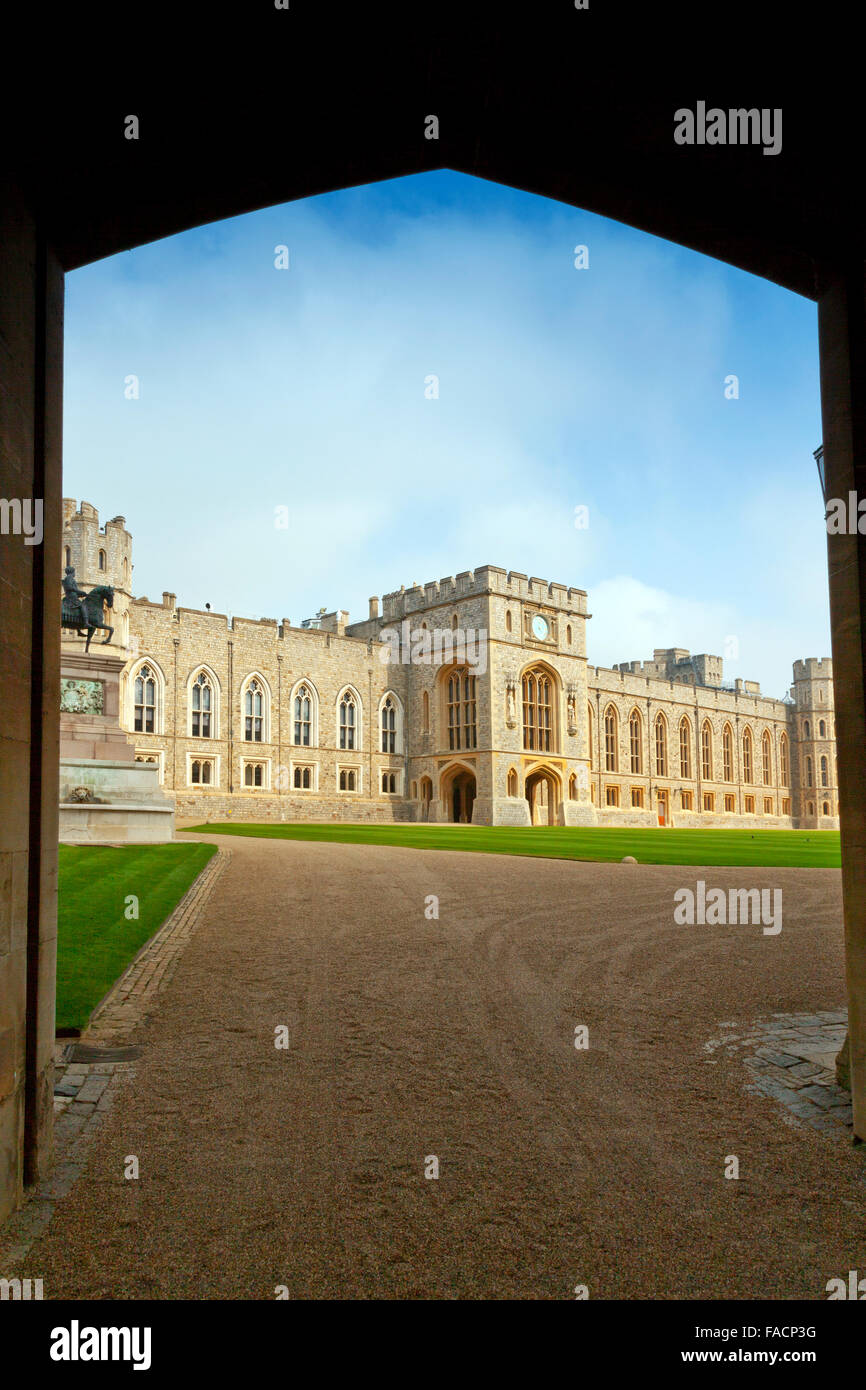 The State Apartments viewed through St George's Gate  at Windsor Castle, Berkshire, England, UK Stock Photo