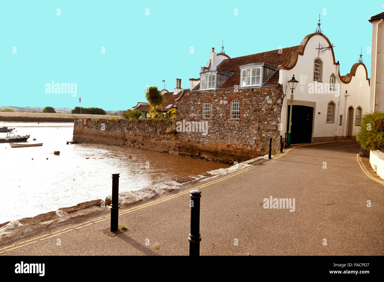 The 'dutch gable' architecture is a feature of this house in Ferry Road, Topsham, Devon, England, UK Stock Photo
