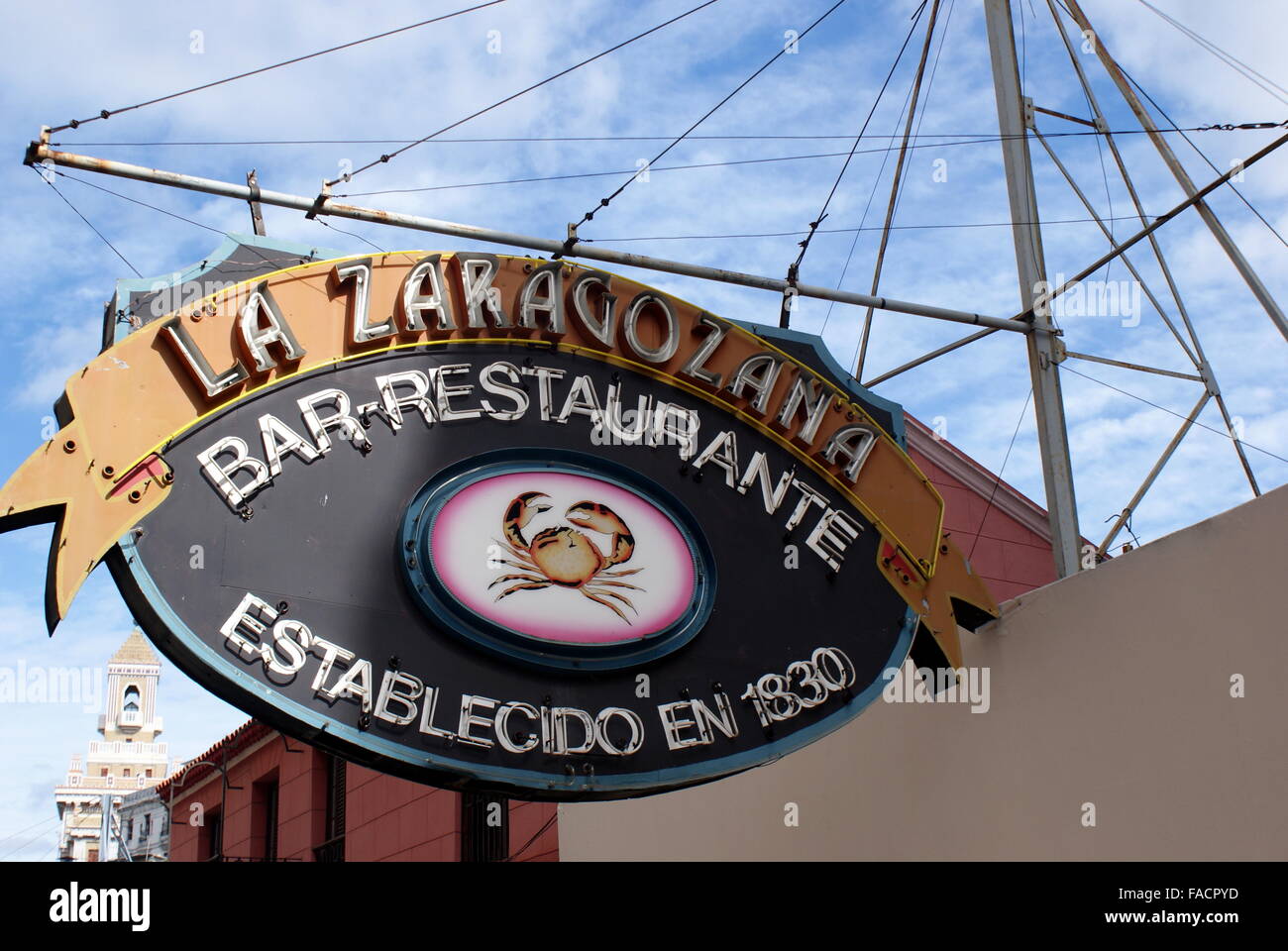 La Zaragozana bar-restaurant sign, Havana, Cuba Stock Photo - Alamy
