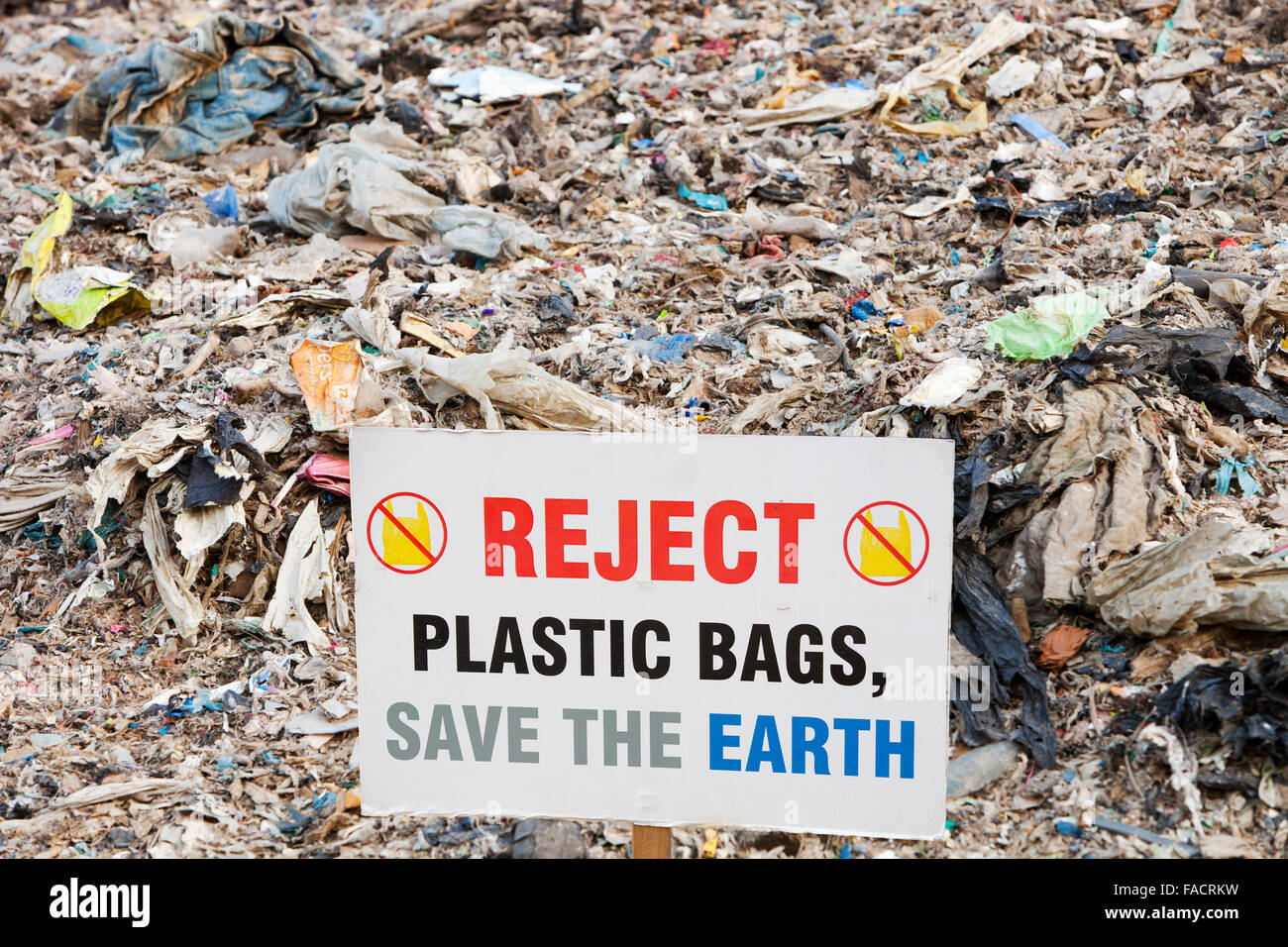 Plastic rubbish in a landfill site on Teeside, UK. It is increasingly