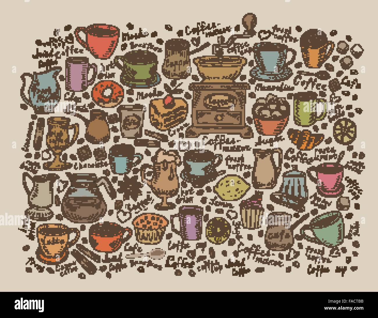 Hand drawn vector doodle set coffee Stock Vector Image & Art - Alamy