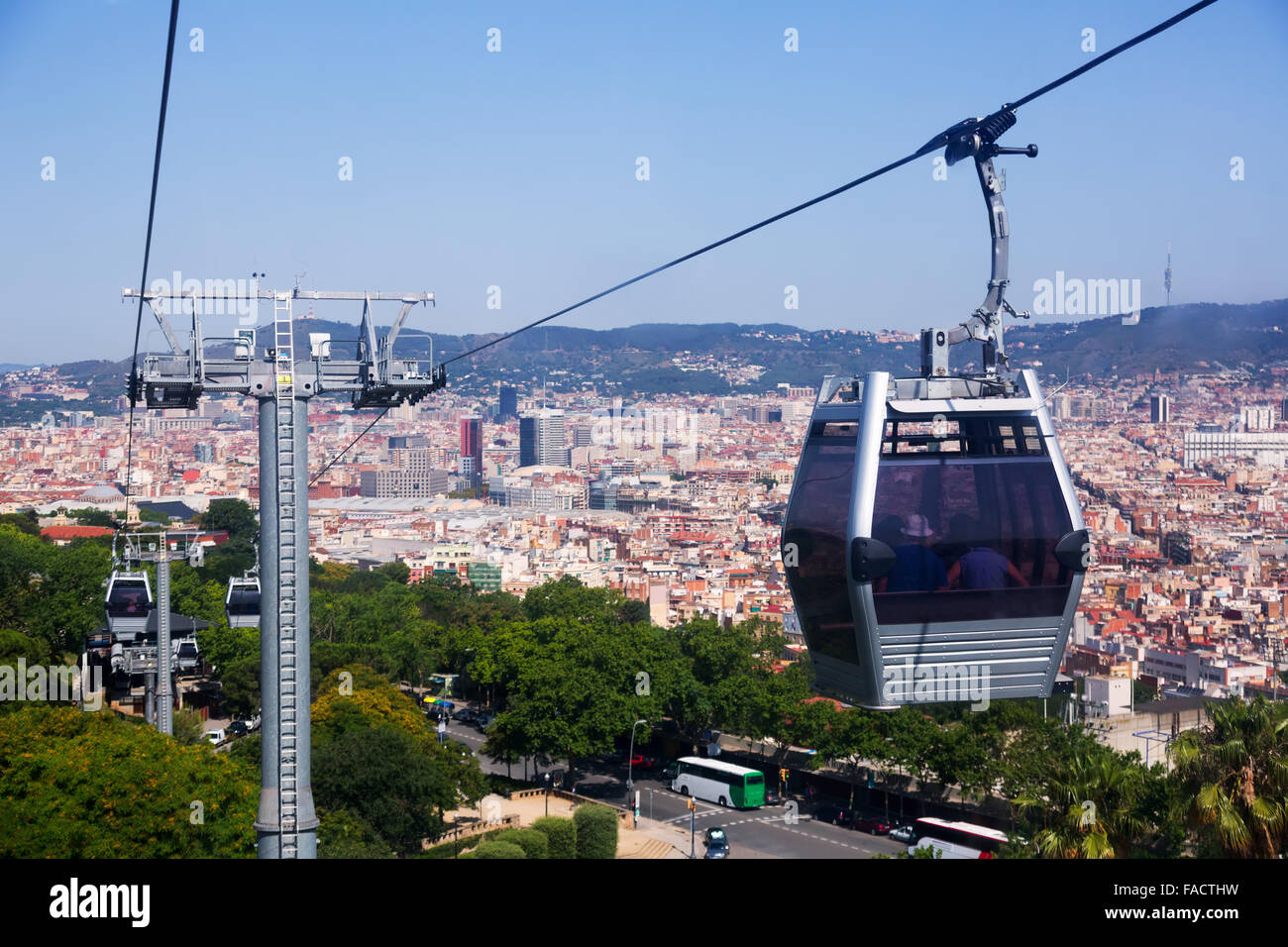 Montjuic Cable Car in Barcelona. Spain Stock Photo - Alamy