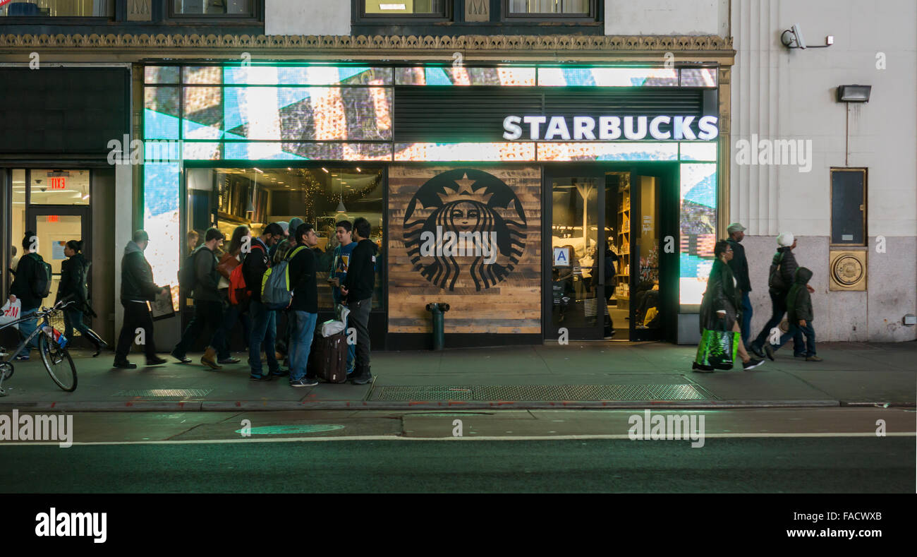 A Starbucks Coffee Cafe in Herald Square in New York on Tuesday