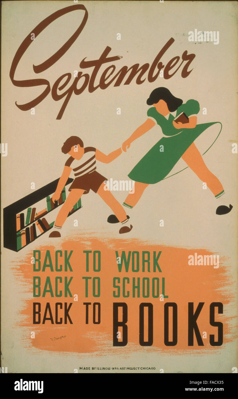 Work Projects Administration (WPA) poster for reading and libraries produced between 1936 and 1943. (Library of Congress) Stock Photo