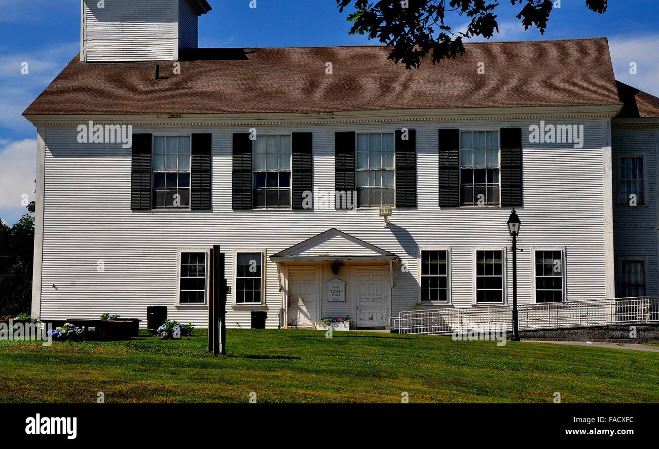 Rindge, New Hampshire White wooden clapboard Town Hall at the 1796