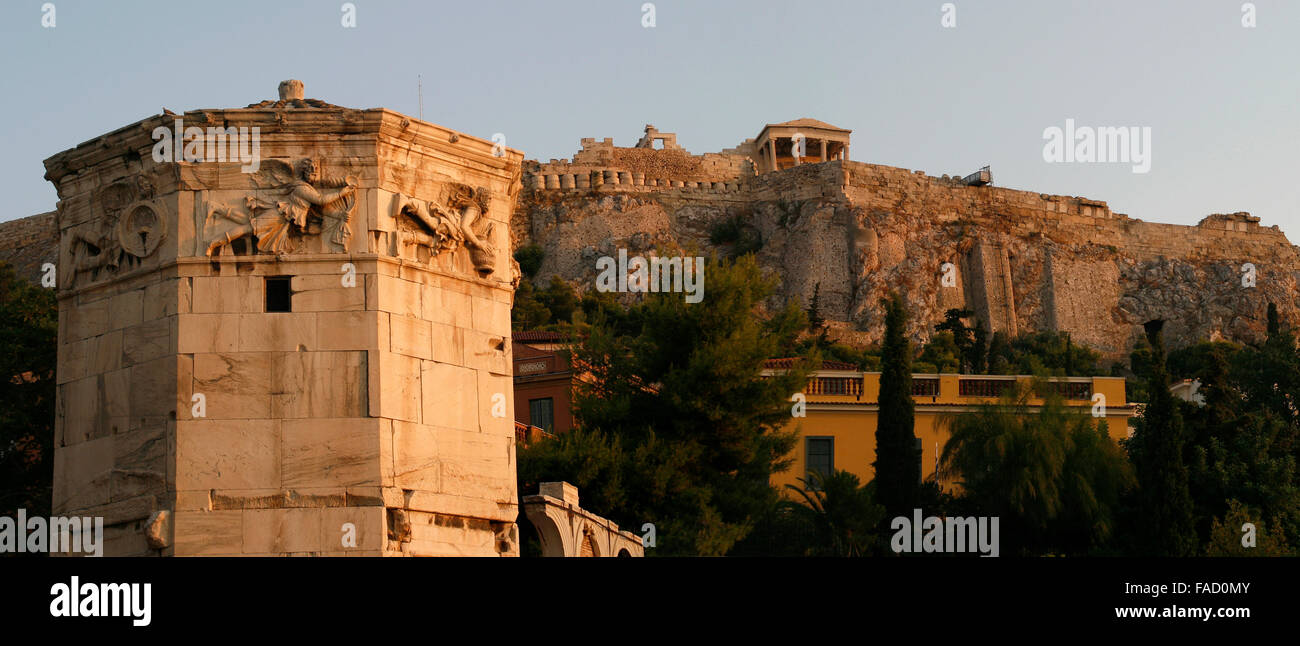 Acropolis, Athens, Greece. ancient architecture. evening. panorama Stock Photo
