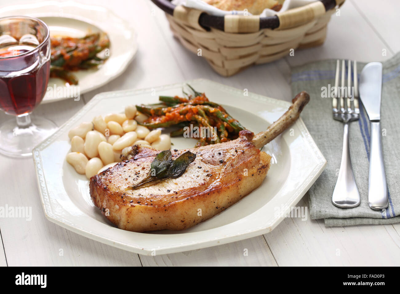 cooked french cut pork chops Stock Photo Alamy