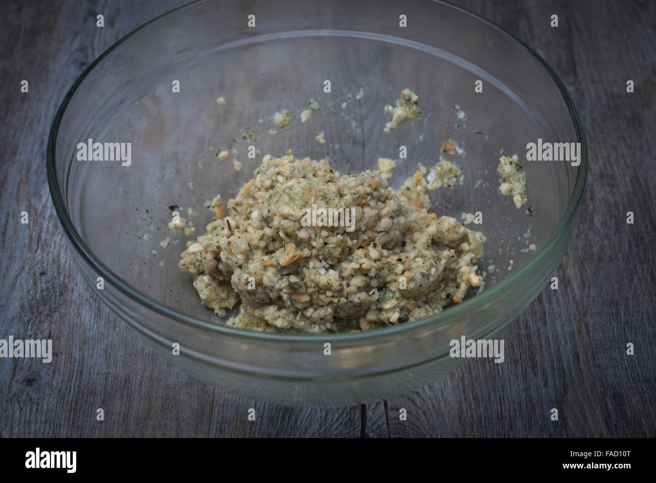 stuffing being prepared in a bowl Stock Photo