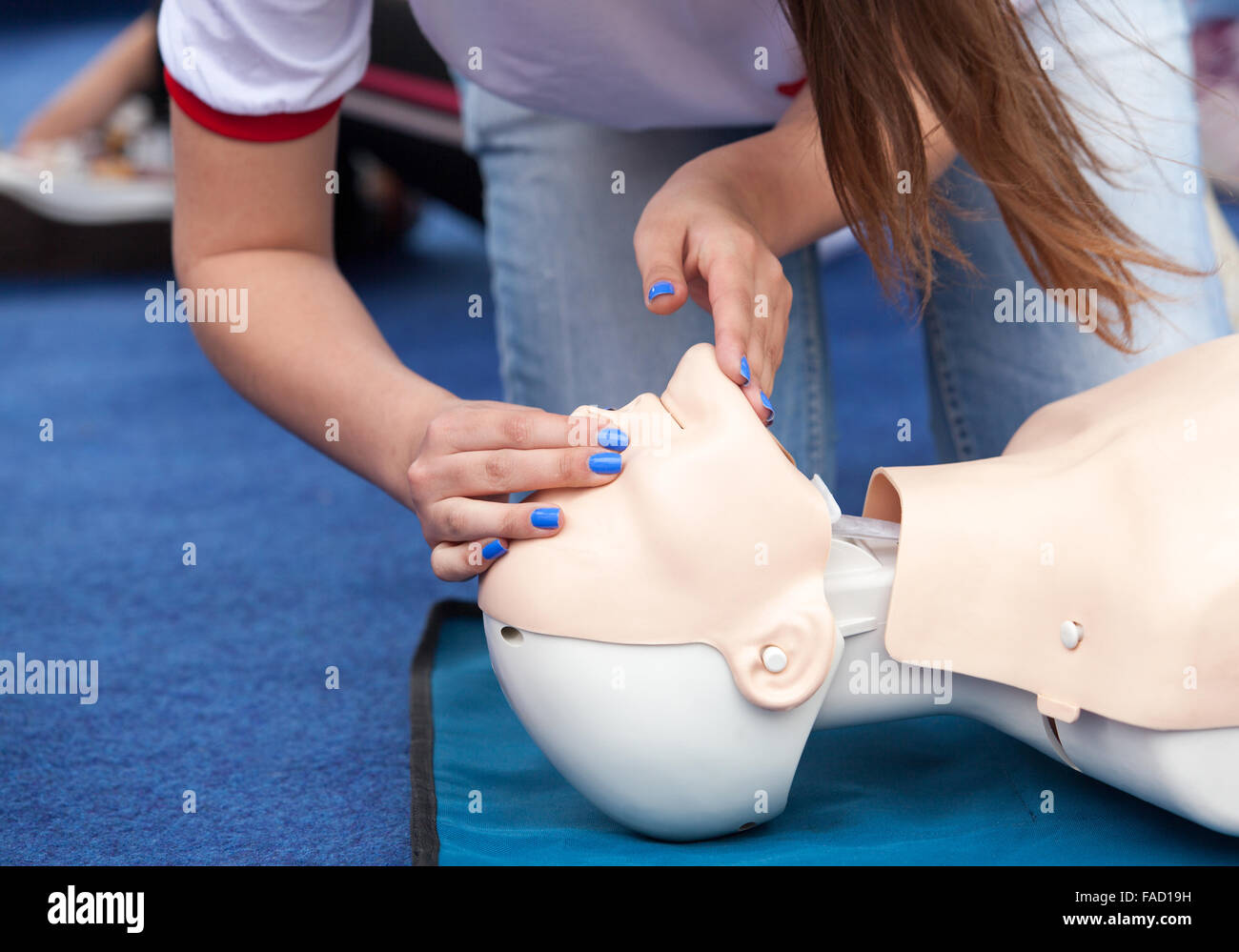 Cardiopulmonary resuscitation (CPR) training detail Stock Photo