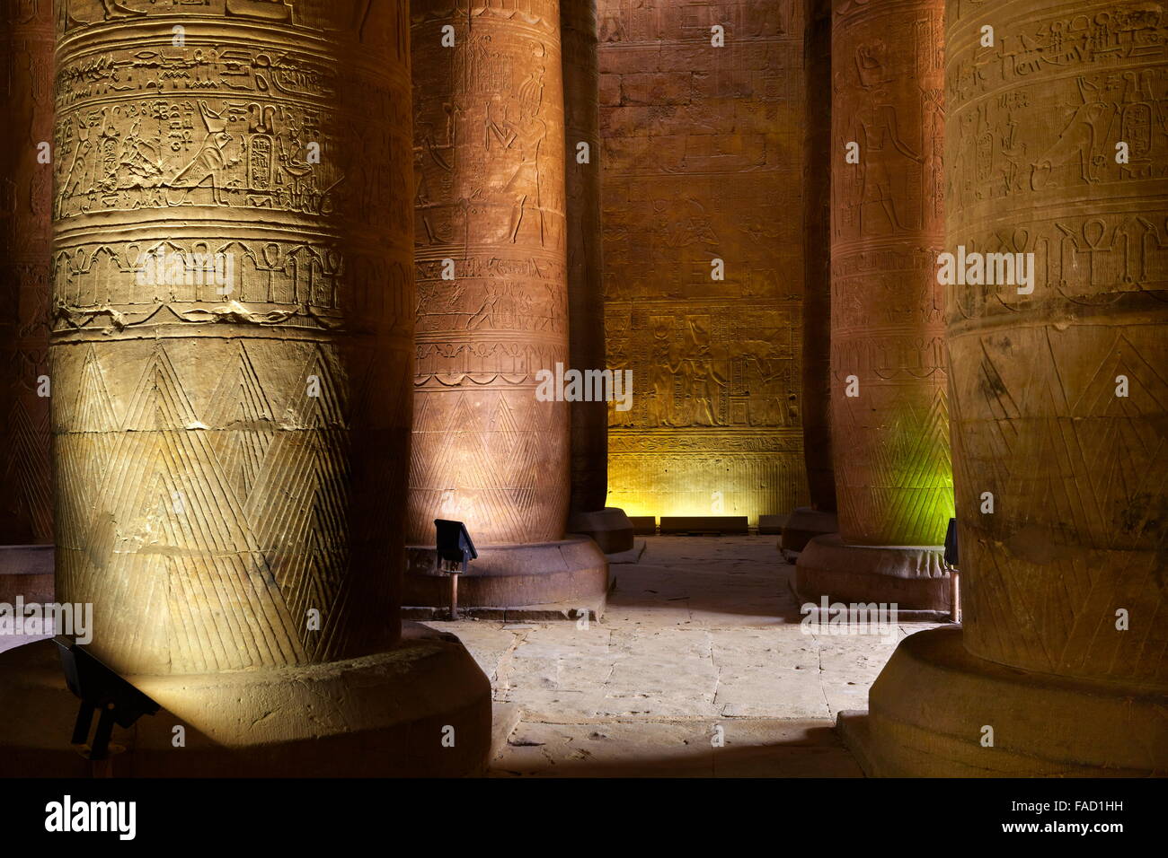 Egypt - Edfu, Temple of Horus, inside the temple Stock Photo