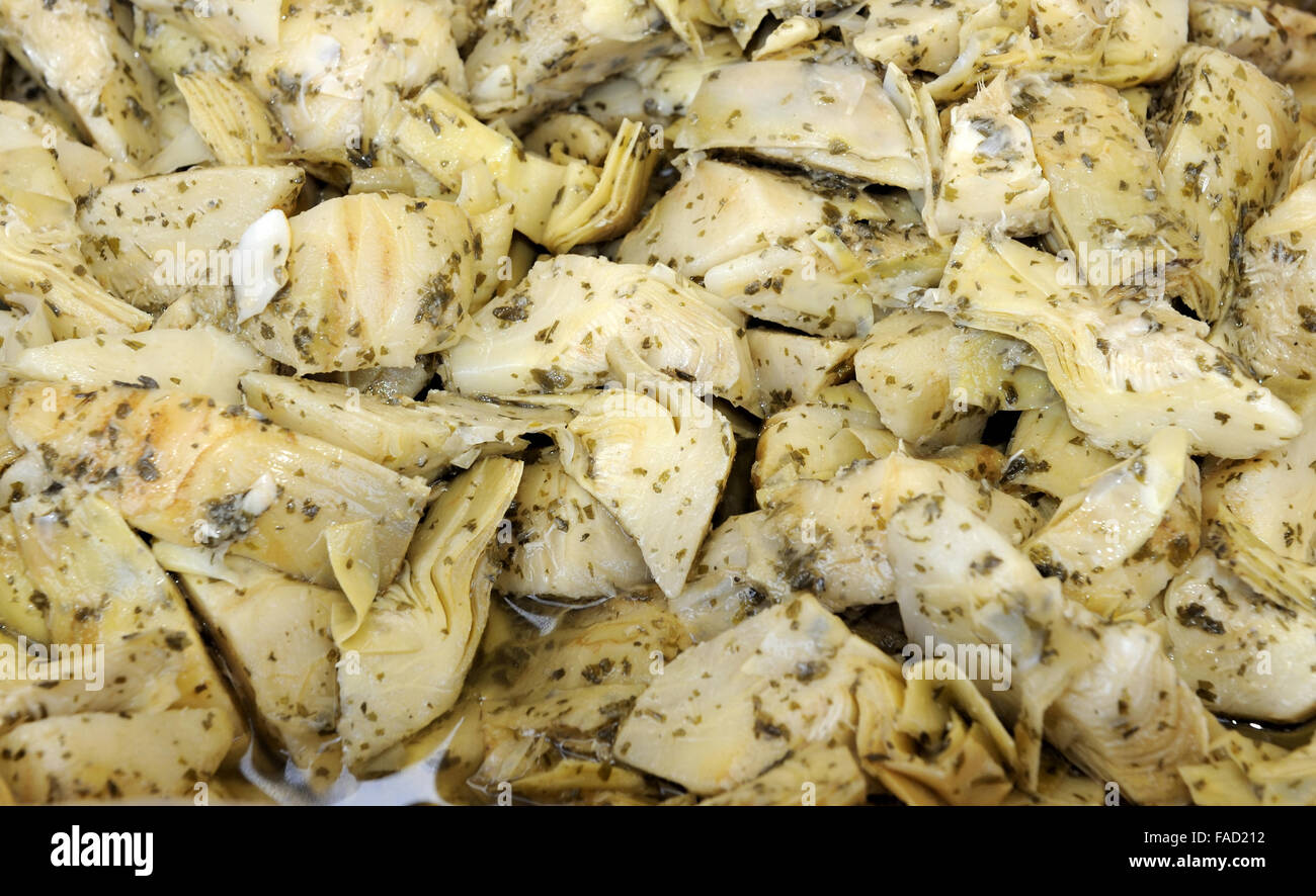 Prepared artichokes hearts at a farmers market in France Stock Photo Alamy