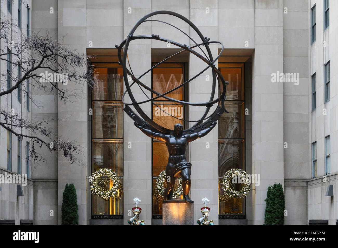 Atlas Statue in Rockefeller Center, NYC Stock Photo