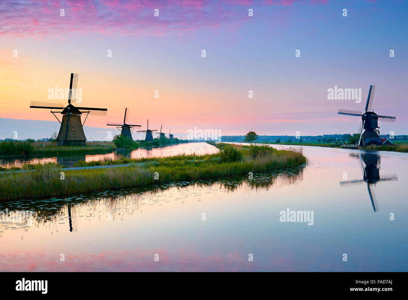 Kinderdijk windmills - Holland Netherlands Stock Photo