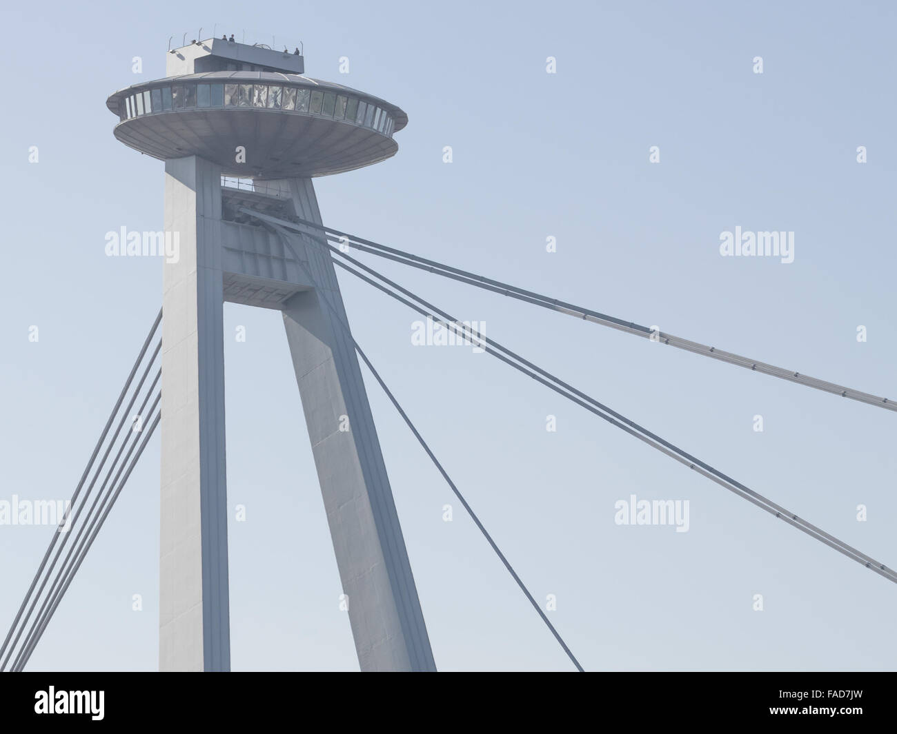 Restaurant UFO on the top of the Bridge of the Slovak National Uprising in Bratislava Stock Photo