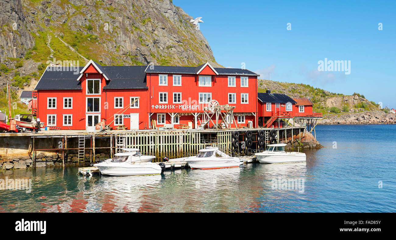 Traditional red painted houses, Lofoten Islands, Norway Stock Photo