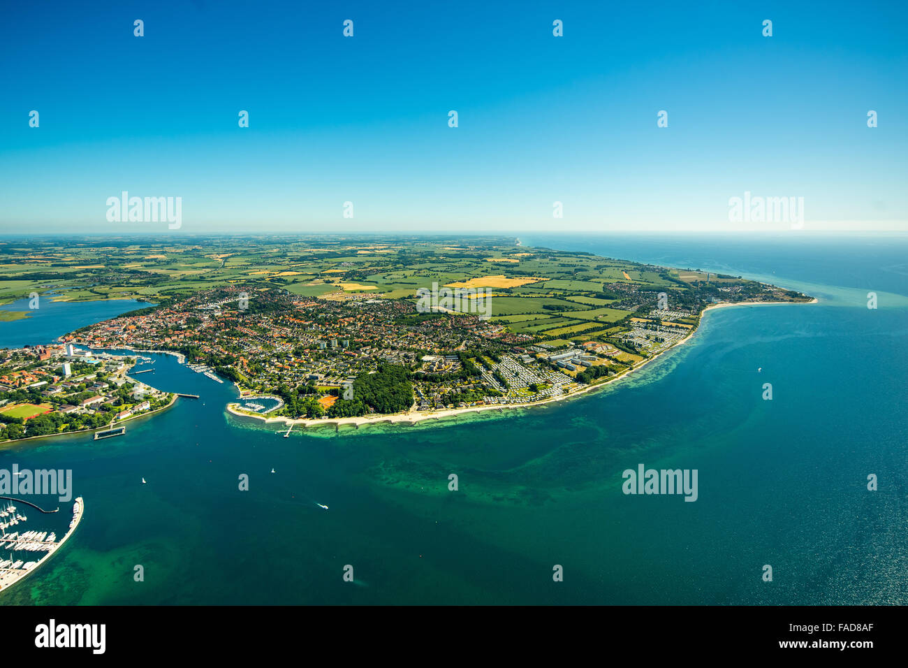Aerial view, Neustädter Segler Verein eV (right), Marina marina Neustadt Holstein (left