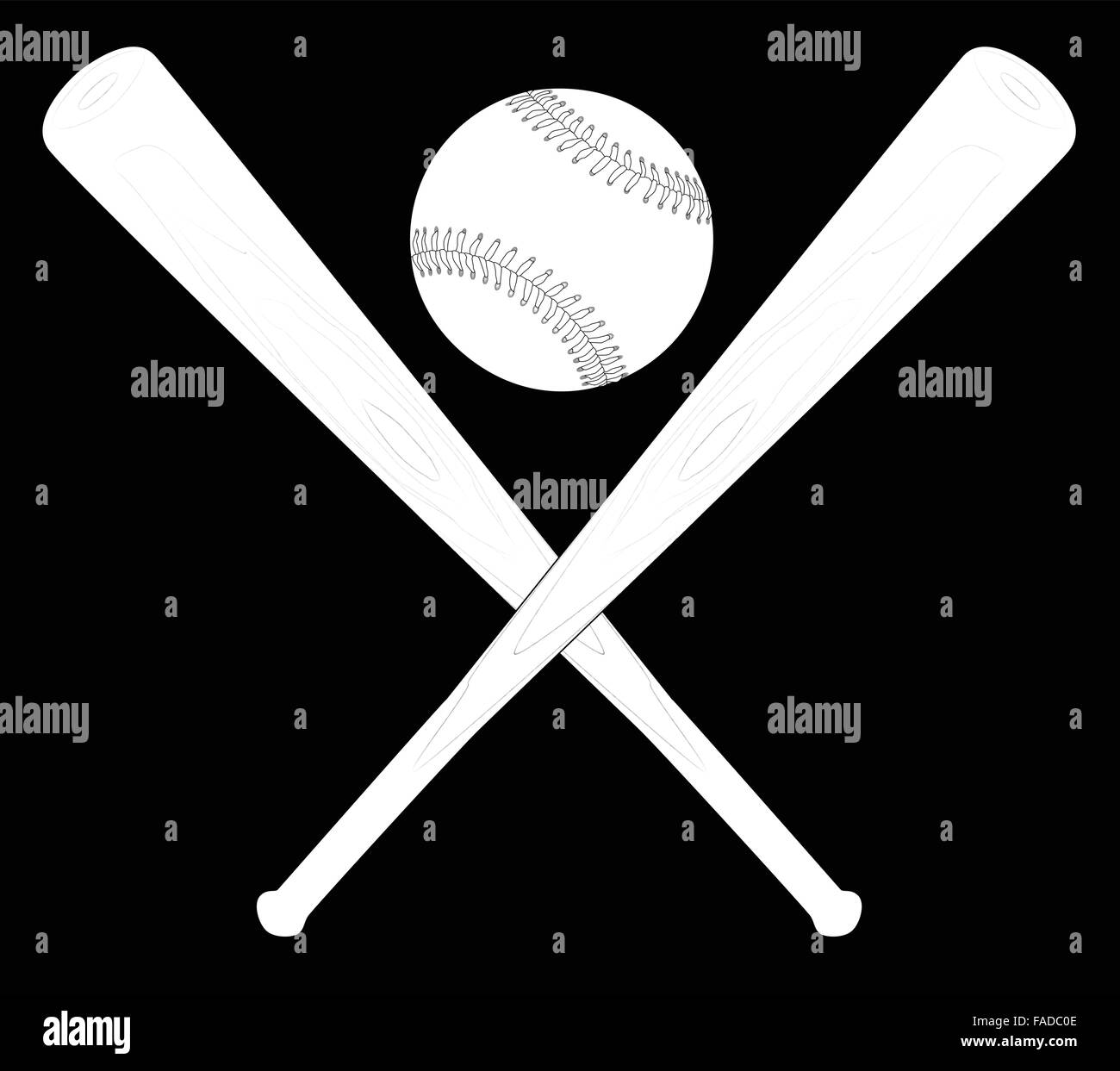 Baseball with a pair of crossed baseball bats Stock Vector